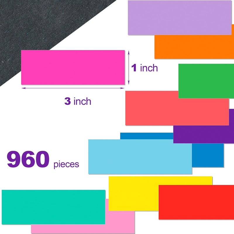 YSHIHE 960 Pack Rectangular Colored Coding Labels Stickers by ,3 x 1 inch Label Sticker,10 Assorted Colored Name Tags - Image 4